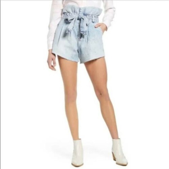 Blank NYC Pants - BLANK NYC Paperbag Tie High Waist Denim Shorts